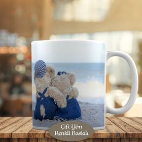 HEDIYELIK-281 Deniz Kenarında Romantik Ayıcıklar Kupa Bardak