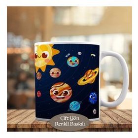 HEDIYELIK-3177 Gök Bilimleri Gülümseyen Gezegenler Kupa Bardak