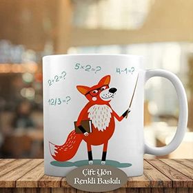 HEDIYELIK-3376 Gözlüklü Öğretmen Sevimli Tilki Kupa Bardak
