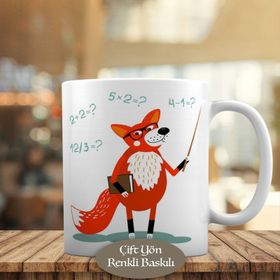 HEDIYELIK-3376 Gözlüklü Öğretmen Sevimli Tilki Kupa Bardak