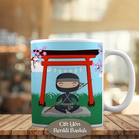 HEDIYELIK-342 Maditasyon Yapan Ninja Çocuk Baskılı Kupa Bardak