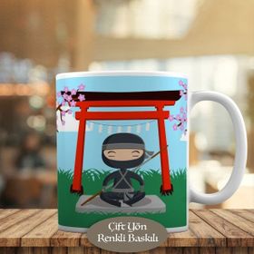 HEDIYELIK-342 Maditasyon Yapan Ninja Çocuk Baskılı Kupa Bardak