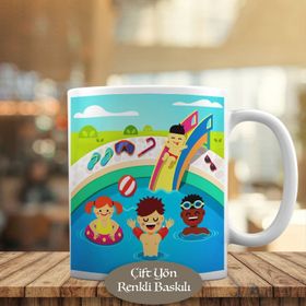 HEDIYELIK-3446-236 Havuzda Eğlenen Çocuklar Kupa Bardak