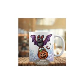 HEDIYELIK-45 Gülümseyen Yarasa Halloween Kutlaması Kupa Bardak