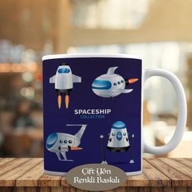 HEDIYELIK-4516 Gök Bilimleri Spaceship Uzay Gemileri Kupa Bardak