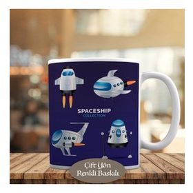 HEDIYELIK-4516 Gök Bilimleri Spaceship Uzay Gemileri Kupa Bardak