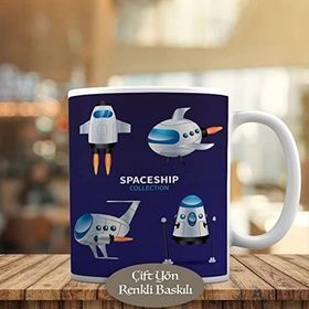 HEDIYELIK-4516 Gök Bilimleri Spaceship Uzay Gemileri Kupa Bardak