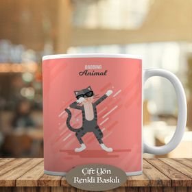 HEDIYELIK-46567 Dabbing Animal Gözlüklü Kedicik Kupa Bardak