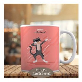 HEDIYELIK-46567 Dabbing Animal Gözlüklü Kedicik Kupa Bardak
