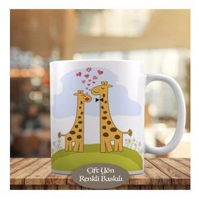 HEDIYELIK-468 Kalpli Romantik Zürafa Çift Kupa Bardak