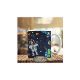 HEDIYELIK-4755 Gezegenler Uzay Aracı ve Astronot Kupa Bardak