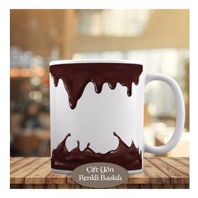 HEDIYELIK-510 Akışkan Çikolata Damlaları Baskılı Kupa Bardak