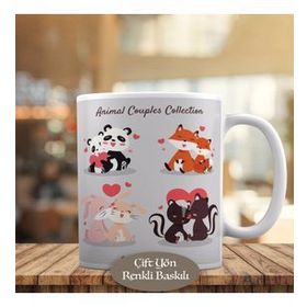 HEDIYELIK-5194 Kalpli Romantik Çift Hayvanlar Kupa Bardak