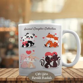 HEDIYELIK-5194 Kalpli Romantik Çift Hayvanlar Kupa Bardak