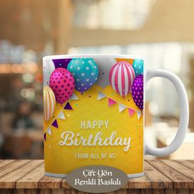 HEDIYELIK 52683-3199 Balonlu Happy Birthday Yazılı Kupa Bardak