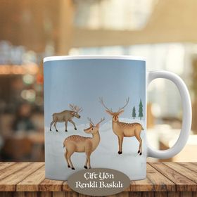 HEDIYELIK-53876-66362 Kardaki Geyikler Kupa Bardak