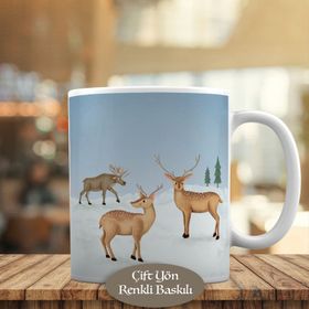 HEDIYELIK-53876-66362 Karlı Havada Geyikler Kupa Bardak