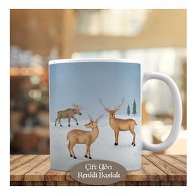 HEDIYELIK-53876-66362 Karlı Havada Geyikler Kupa Bardak