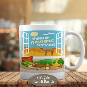 HEDIYELIK-5561 Arabistan Çölünde Gezen Develer Kupa Bardak
