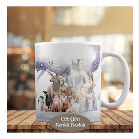 HEDIYELIK-56527 Karlı Havada Yabani Hayvanlar Baskılı Kupa Bardak