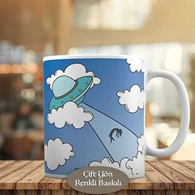 HEDIYELIK-609 Bulutların Arasında Ufo Aracı Kupa Bardak