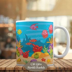 HEDIYELIK-6128 Deniz Altı Canlıları Balıklar Kupa Bardak