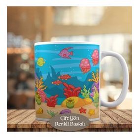 HEDIYELIK-6128 Deniz Altı Canlıları Balıklar Kupa Bardak