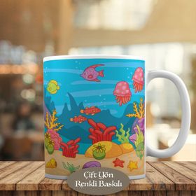 HEDIYELIK-6128 Deniz Altı Canlıları Balıklar Kupa Bardak