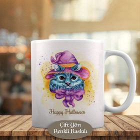 HEDIYELIK-647 Happy Halloween Kutlaması Kedicik Kupa Bardak