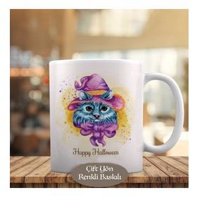 HEDIYELIK-647 Happy Halloween Kutlaması Kedicik Kupa Bardak