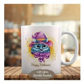 HEDIYELIK-647 Happy Halloween Kutlaması Kedicik Kupa Bardak