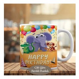 HEDIYELIK-703 Happy Birthday Partideki Hayvanlar Kupa Bardak