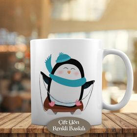 HEDIYELIK-74855-83 Kayak Yapan Penguen Kupa Bardak