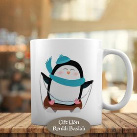 HEDIYELIK-74855-83 Kayak Yapan Sevimli Penguen Kupa Bardak