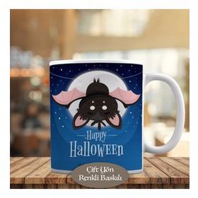 HEDIYELIK-778 Halloween Minik Sevimli Yarasa Baskılı Kupa Bardak