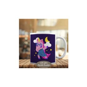 HEDIYELIK-808 Dabbicorn Pembe Yıldız Gözlüklü Hayvan Kupa Bardak