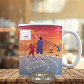 HEDIYELIK-8156 Basket Maçı Yapan Basketçiler Baskılı Kupa Bardak