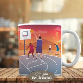 HEDIYELIK-8156 Basket Maçı Yapan Basketçiler Baskılı Kupa Bardak