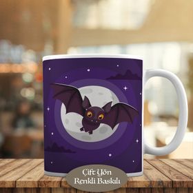 HEDIYELIK-822 Halloween Uçan Yarasa ve Dolunay Kupa Bardak