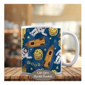 HEDIYELIK-8365-116 Ayda Roket ve Astronot Kupa Bardak