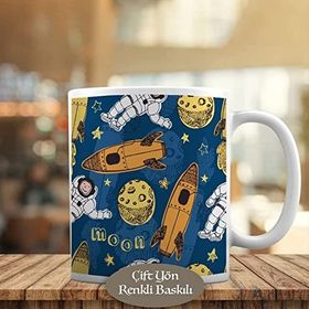 HEDIYELIK-8365-116 Ayda Roket ve Astronot Kupa Bardak