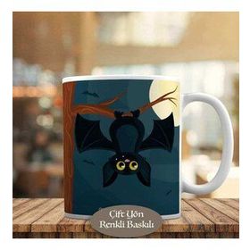 HEDIYELIK-908 Halloween Ağaçtaki Yarasa ve Dolunay Kupa Bardak