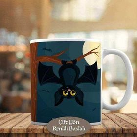 HEDIYELIK-908 Halloween Ağaçtaki Yarasa ve Dolunay Kupa Bardak