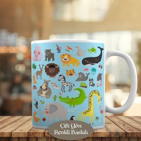 HEDIYELIK-9141 Animals Yabani Doğa Hayvanları Baskılı Kupa Bardak