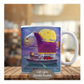 HEDIYELIK-9936 Kayıkta Kürek Çeken Kız Çocuğu Baskılı Kupa Bardak