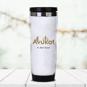 Hediyemen Adalet Terazisi İsme Özel 400 ml Beyaz Termos Bardak