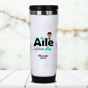 Hediyemen Aile Hekimine Hediye 0,4 lt Beyaz Termos Bardak