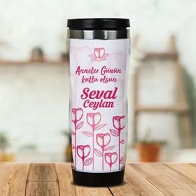 Hediyemen Anneye Hediye Özel Mesajlı 400 ml Beyaz Termos Bardak