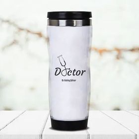 Hediyemen Doctor Tasarımlı İsimli 400 ml Beyaz Termos Bardak