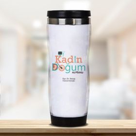 Hediyemen Kadın Doğum Uzmanına Hediye Kişiye Özel 0,4 lt Beyaz Termos